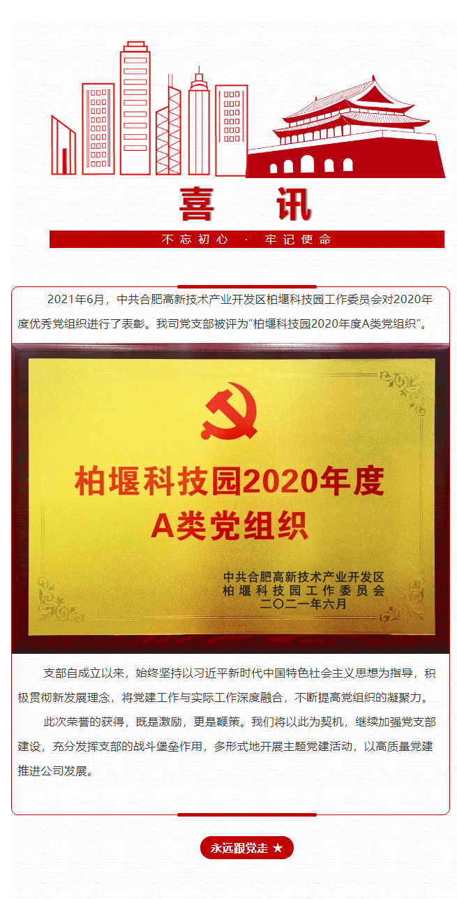 喜讯！安徽利来国际最老品牌党支部荣获“柏堰科技园A类党组织”称号.png